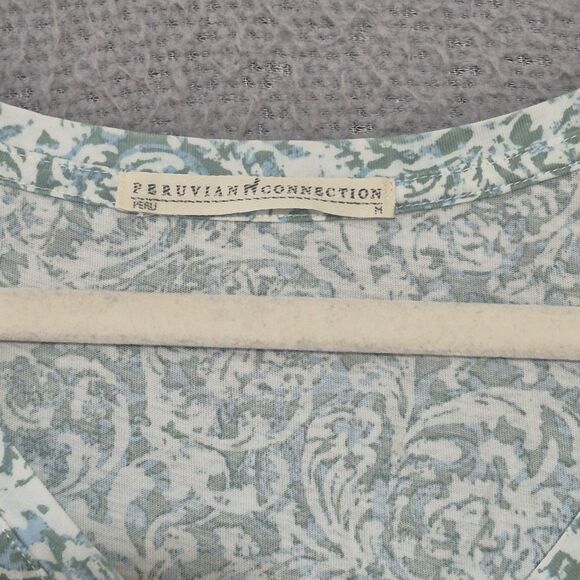 Peruvian Connection Women's Print 100% Pima Cotton V Neck Short Sleeve Tee M - Picture 2 of 7